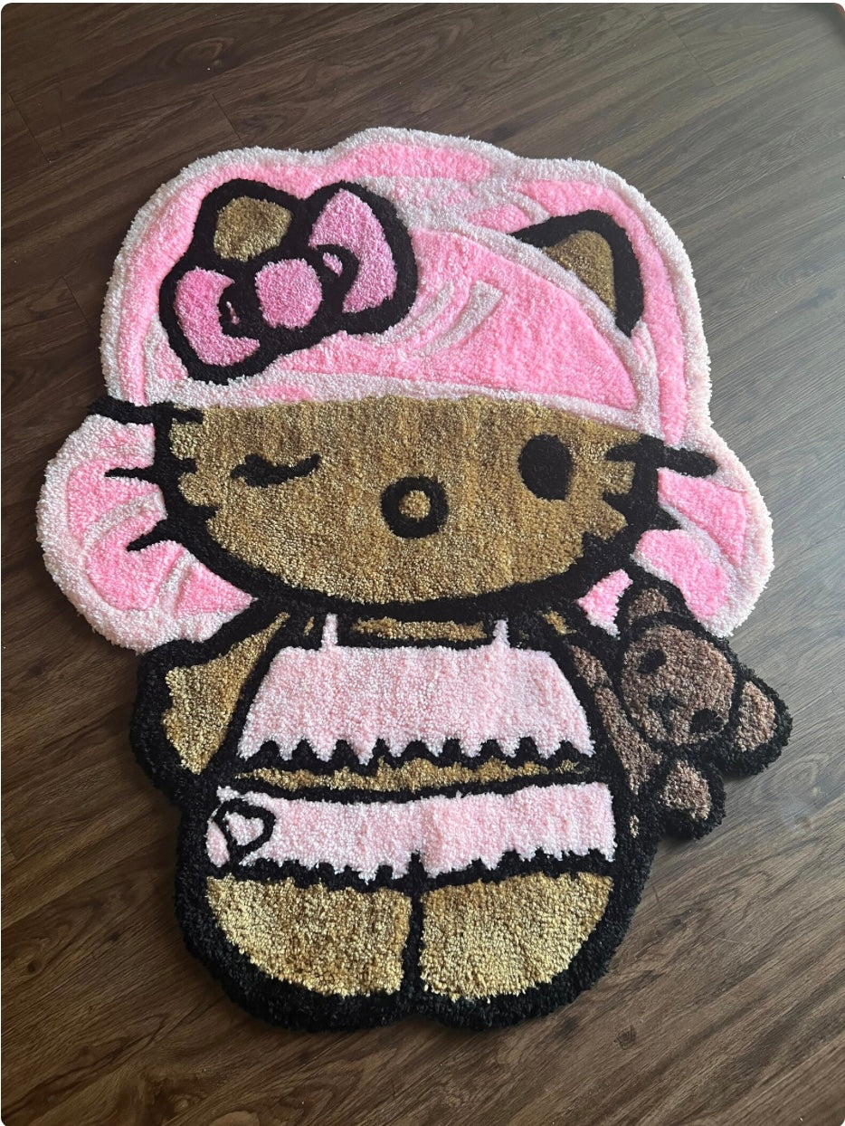 Handmade tufted rug made by @popifluffs Puffy Hello Kitty tufting rug? -  Not a problem at all 🥰💖🫰🏻#ignorantrugs